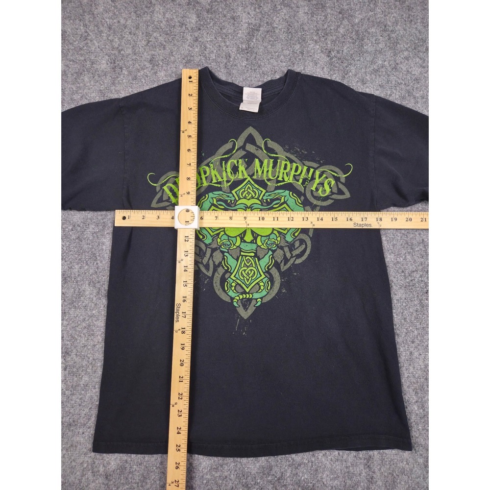 Dropkick Murphys T-Shirt Mens M Black Celtic Cross Shamrock Punk Band Tee Faded - Picture 2 of 9